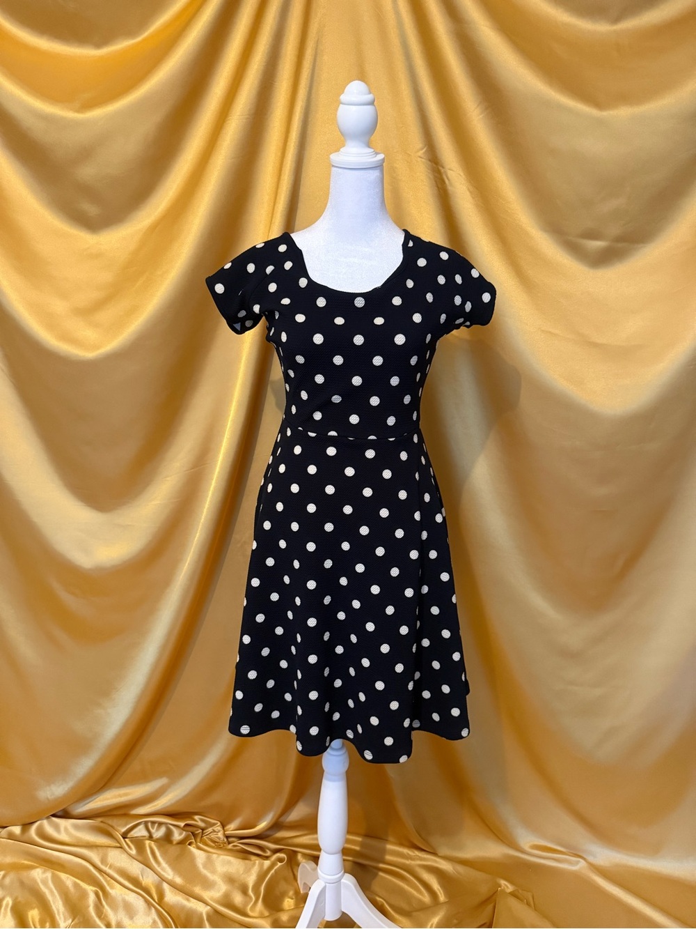 Gilli Navy Dress with Cream Polka Dots